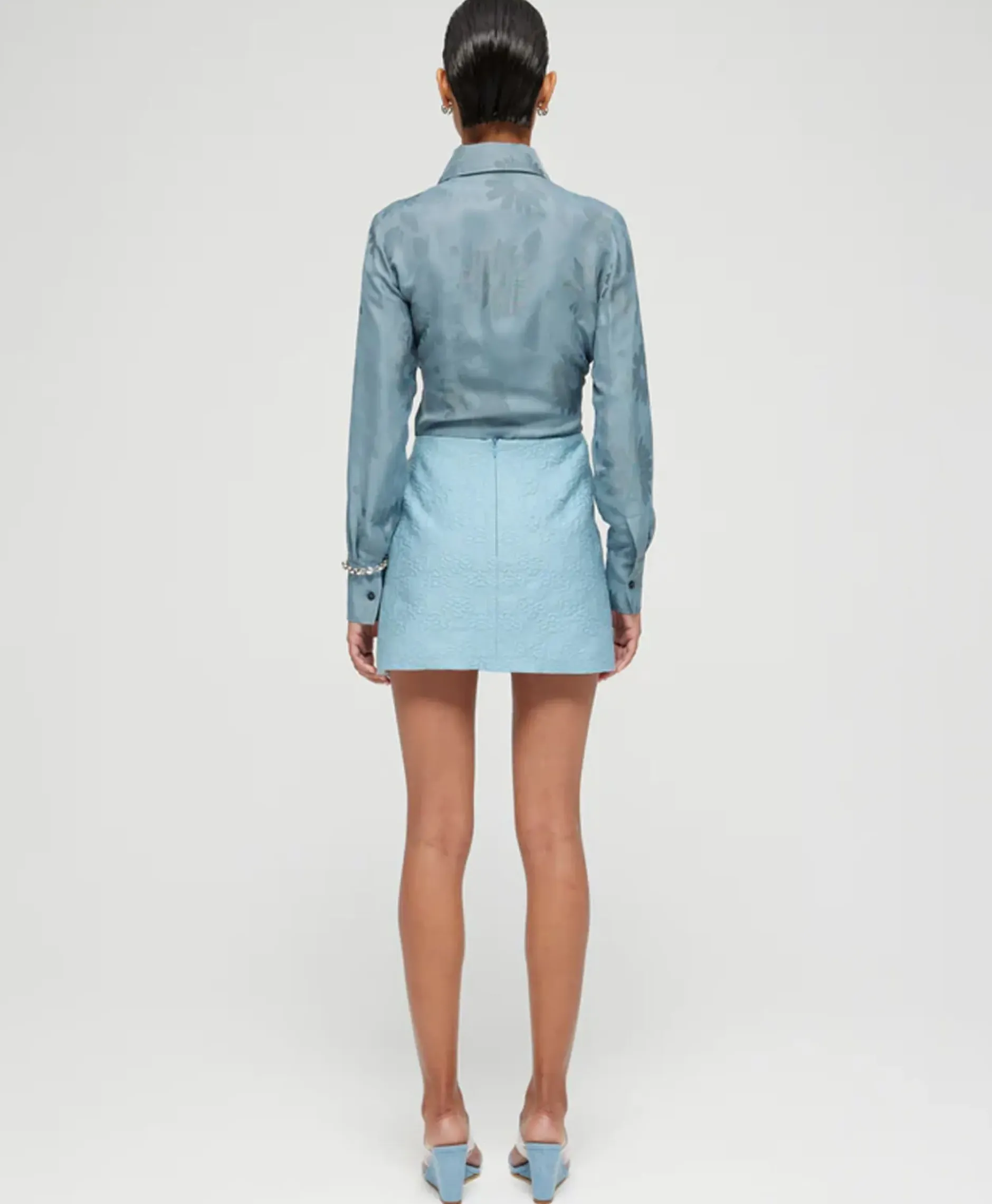 Rohe Minirok Short Jacquard Skirt Blauw^Róhe Sale