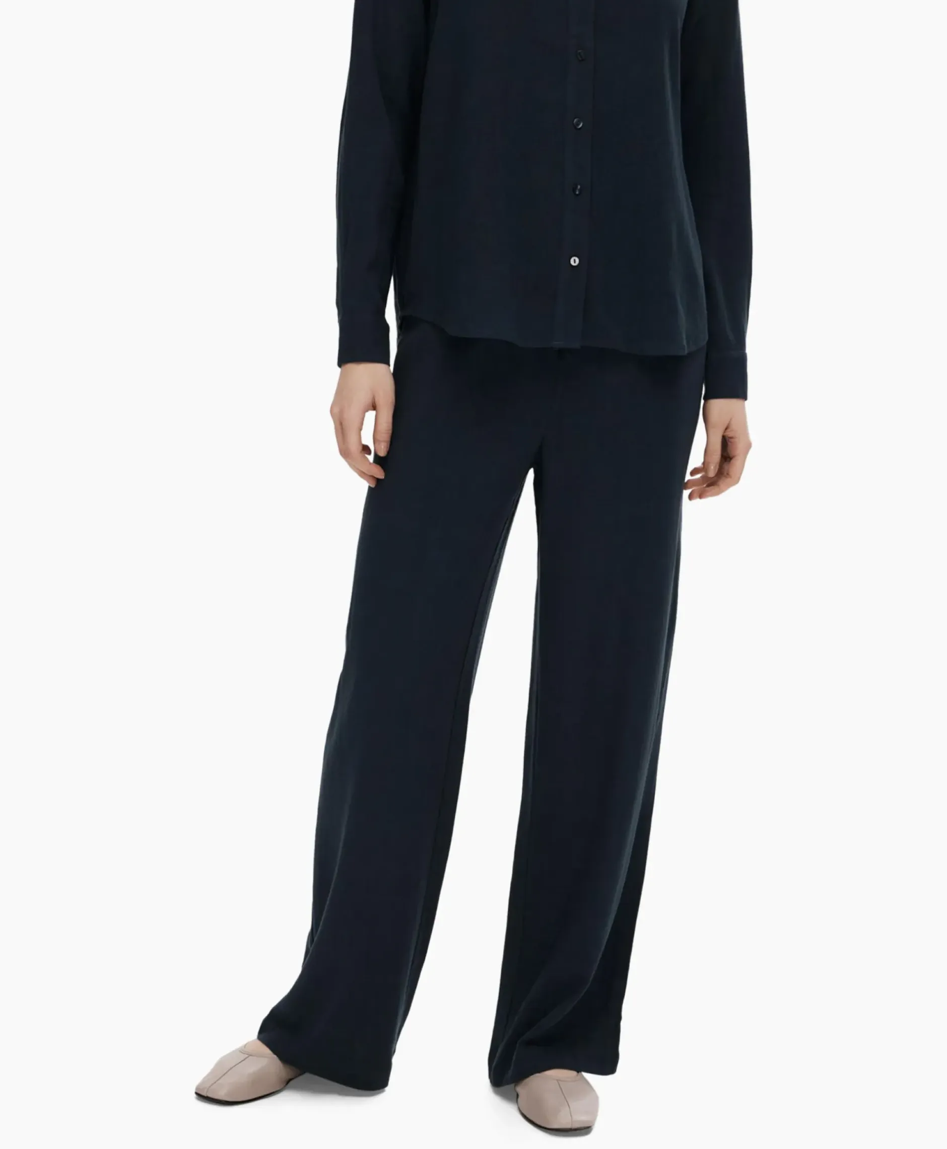 Broek Viva-Gulia Mw Long Linen Pant No Donker Blauw^Selected Femme