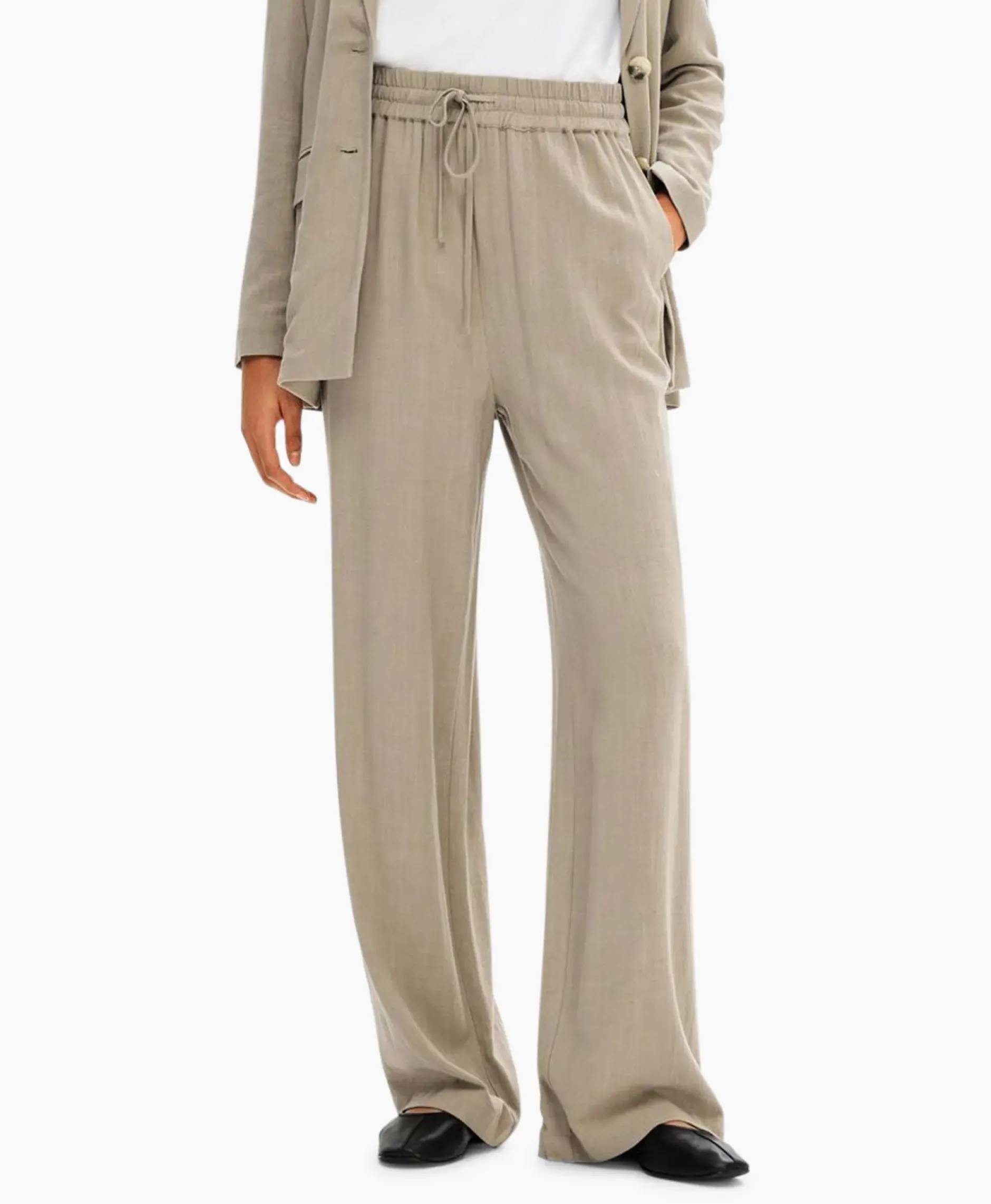 Broek Viva-Gulia Mw Long Linen Pant No Licht Grijs^Selected Femme