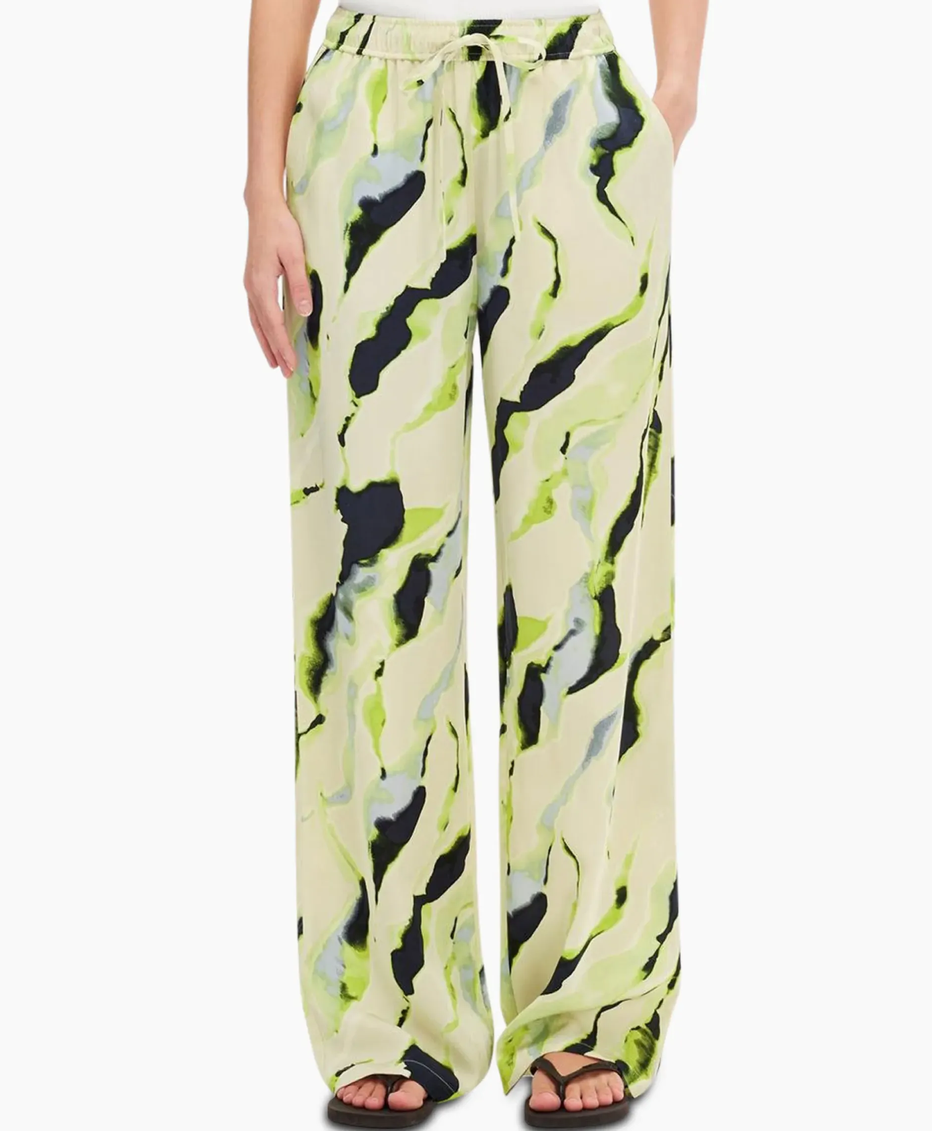 Pantalon Lilian Hw Aop Wide Pant B Goud^Selected Femme Hot
