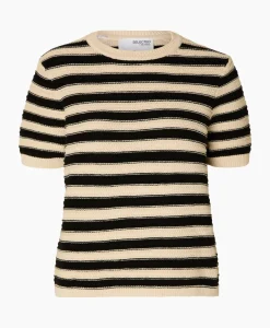 Pullover Dora Ss Knit O-Neck Goud^Selected Femme Sale