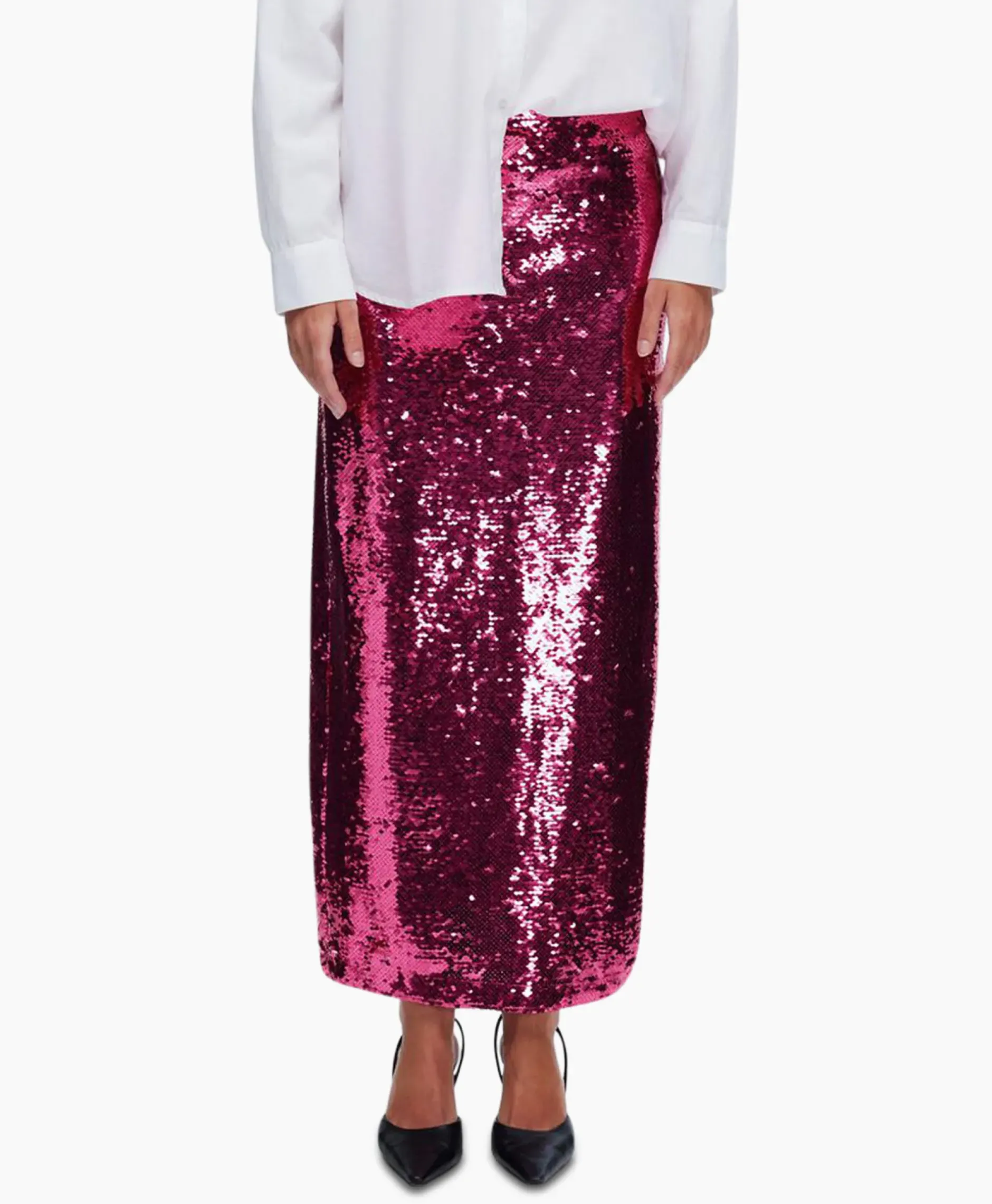 Rok Omina Hw Ankle Sequins Skirt B Pink^Selected Femme Clearance