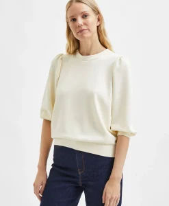 Sweater Tenny 3/4 Sweat Top Noos Wit^Selected Femme Sale