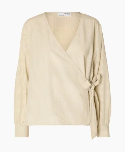 Top Millie Ls Striped Wrap B Goud^Selected Femme Hot