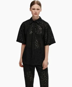 T-Shirt Karola 2/4 Oversize Lace Shirt B Zwart^Selected Femme Best