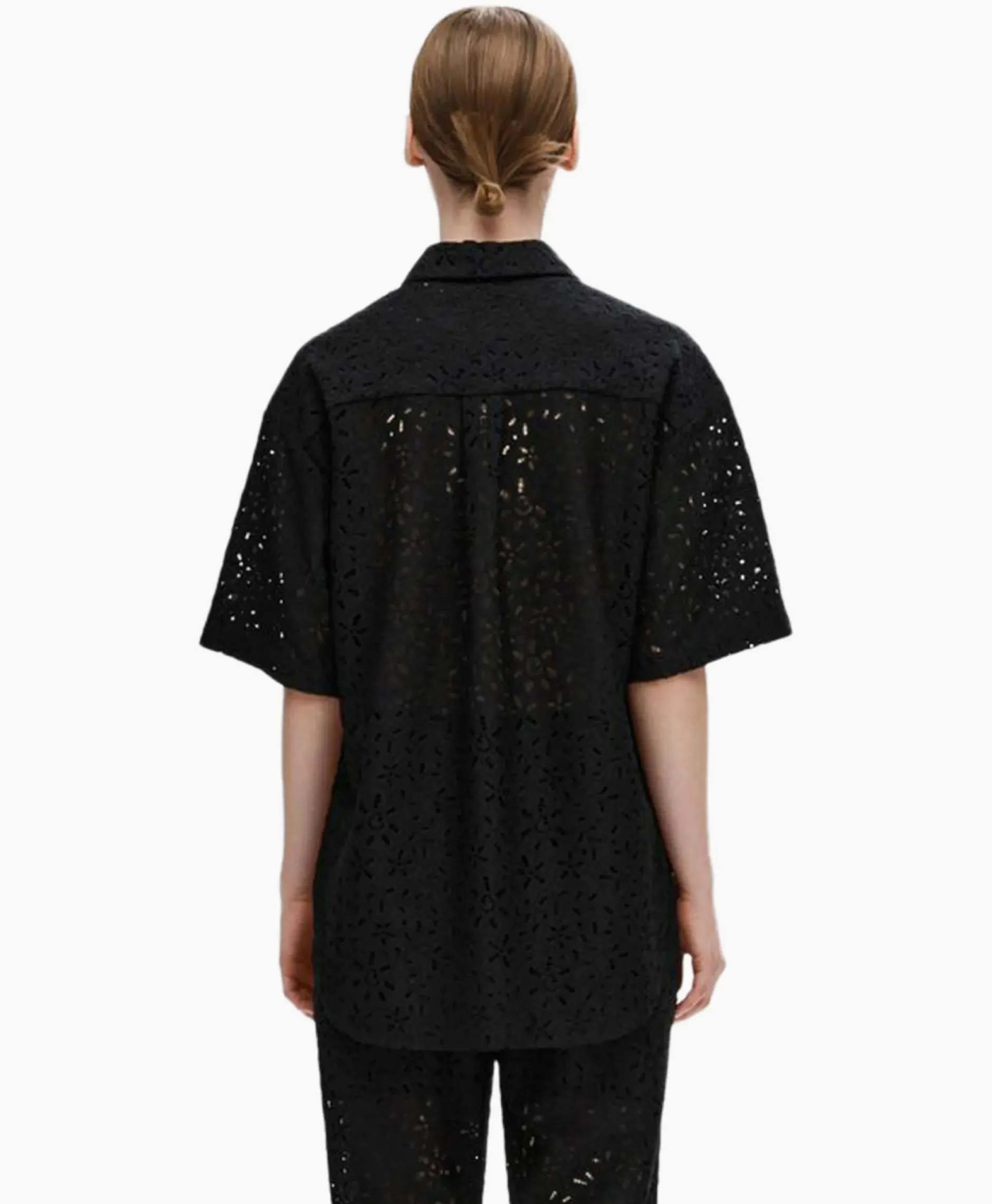 T-Shirt Karola 2/4 Oversize Lace Shirt B Zwart^Selected Femme Best