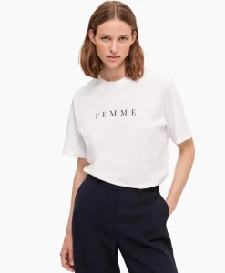 T-Shirt Korte Mouw Vilja Ss Printed Tee W Noos Wit^Selected Femme Clearance