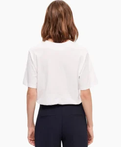 T-Shirt Korte Mouw Vilja Ss Printed Tee W Noos Wit^Selected Femme Clearance