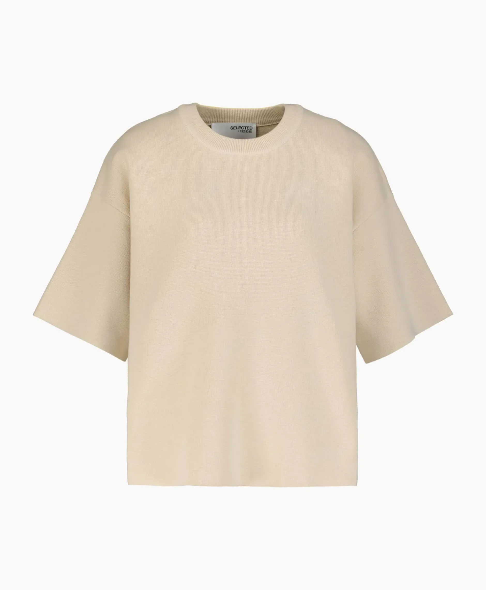 T-Shirt Korte Mouw Liva 2/4 Knit O-Neck Noos Off White^Selected Femme