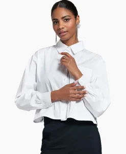 Blouse Dion Cropped Poplin Wit^Studio Anneloes Discount
