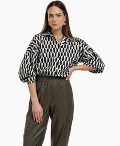 Blouse Havana Coffee Beans Zwart Dessin^Studio Anneloes New