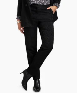 Broek Mira Ornament Jacquard Trousers Zwart^Studio Anneloes