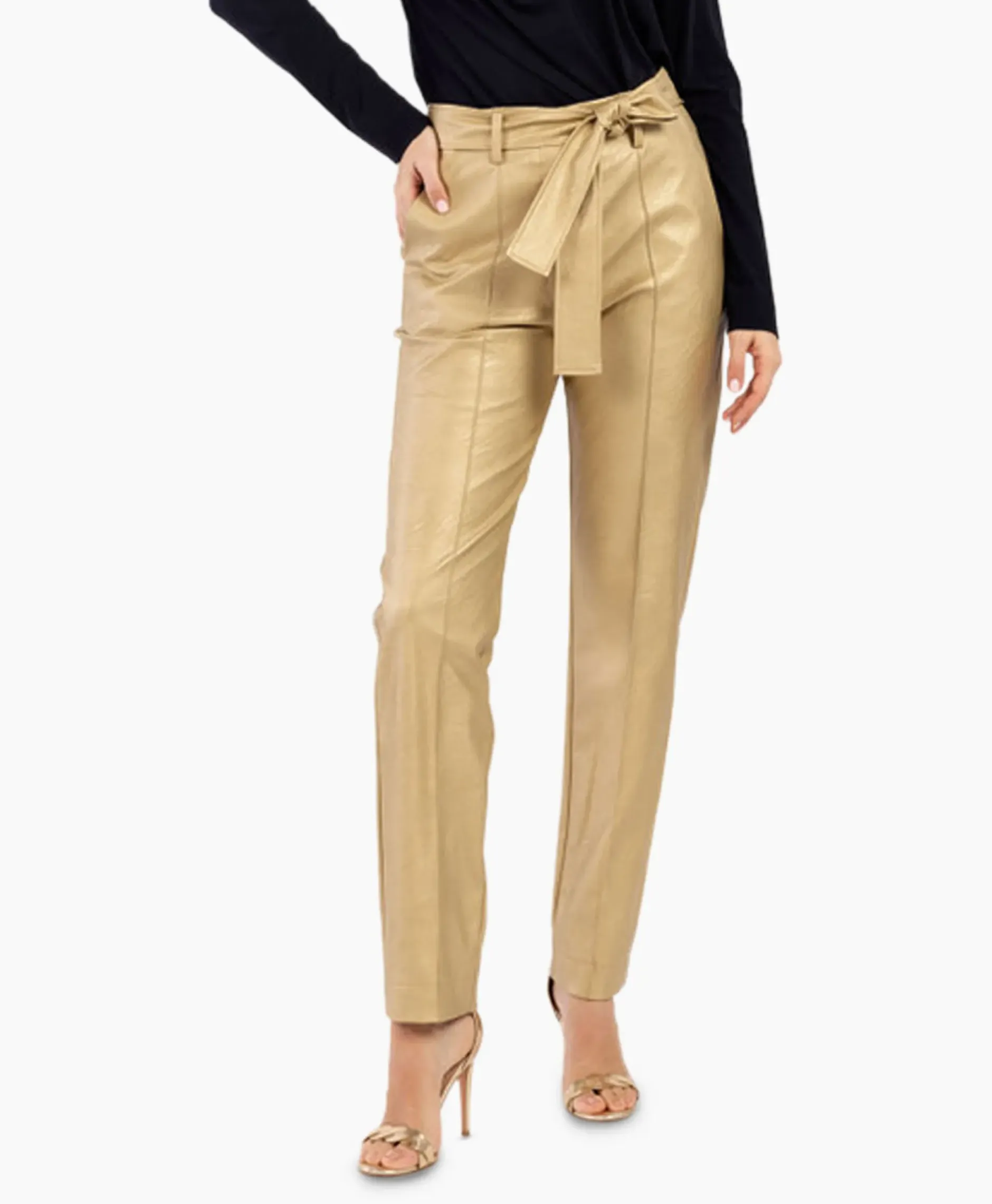 Broek Mita Faux Leather Trousers Goud^Studio Anneloes Sale