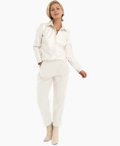 Broek Nine Shiny Bonded Trousers Off White^Studio Anneloes Discount
