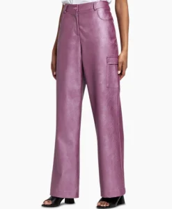 Broek Selina Metallic Leather Trousers Paars^Studio Anneloes Online