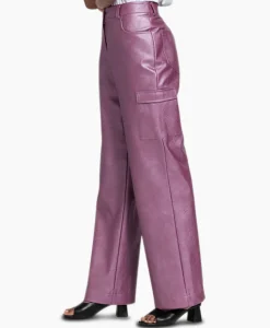 Broek Selina Metallic Leather Trousers Paars^Studio Anneloes Online