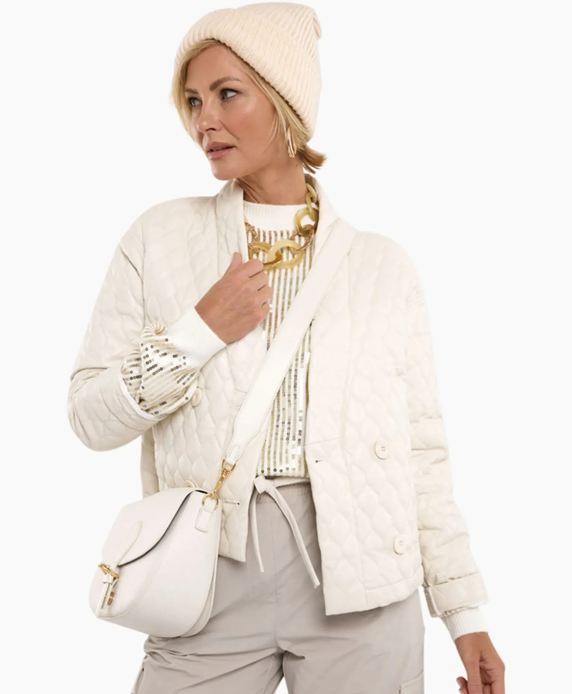 Jack James Quilted Leather Jacket Off White^Studio Anneloes Hot