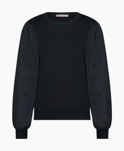 Pullover Deana Flower Broderie Donker Blauw^Studio Anneloes Outlet