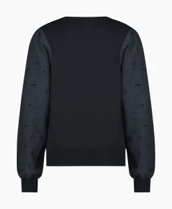Pullover Deana Flower Broderie Donker Blauw^Studio Anneloes Outlet