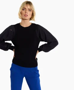 Pullover Deana Flower Broderie Donker Blauw^Studio Anneloes Outlet