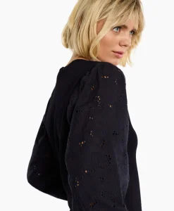 Pullover Deana Flower Broderie Donker Blauw^Studio Anneloes Outlet
