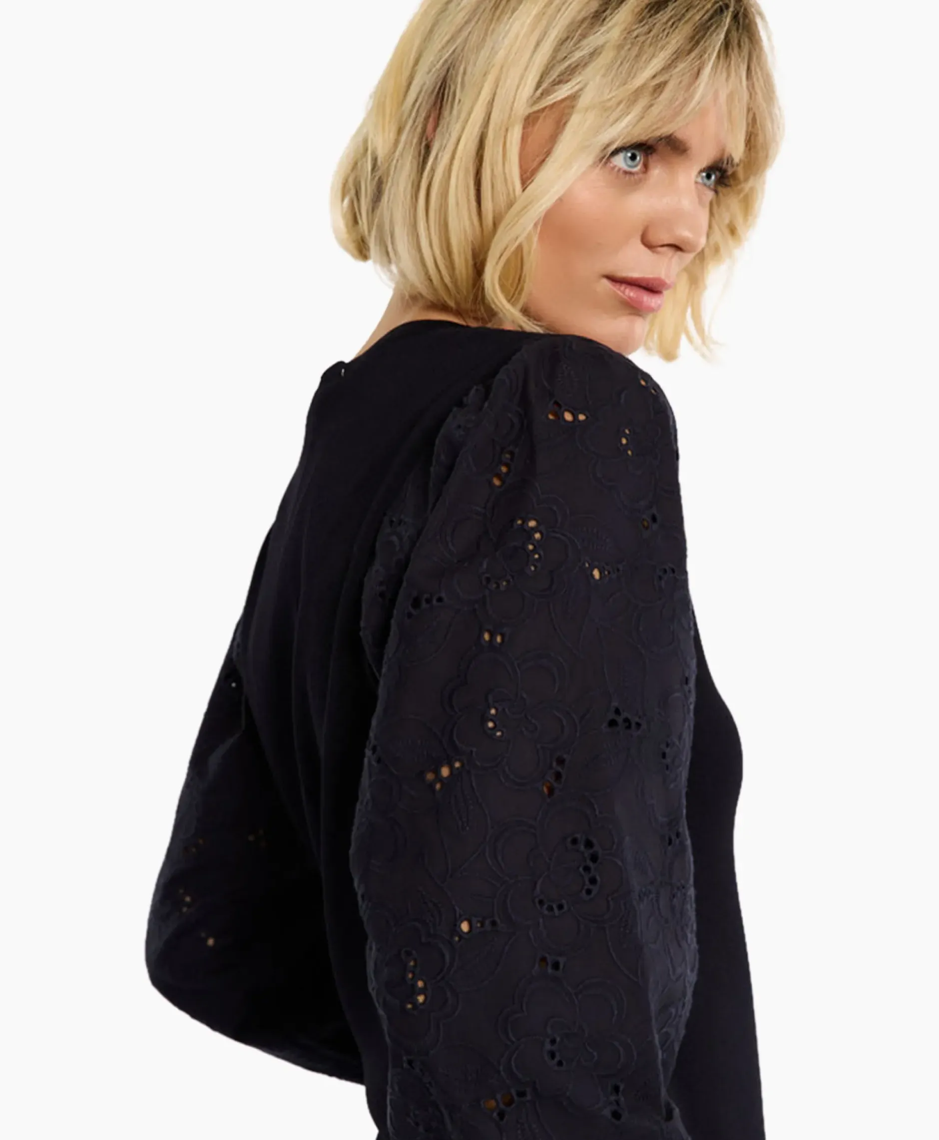Pullover Deana Flower Broderie Donker Blauw^Studio Anneloes Outlet