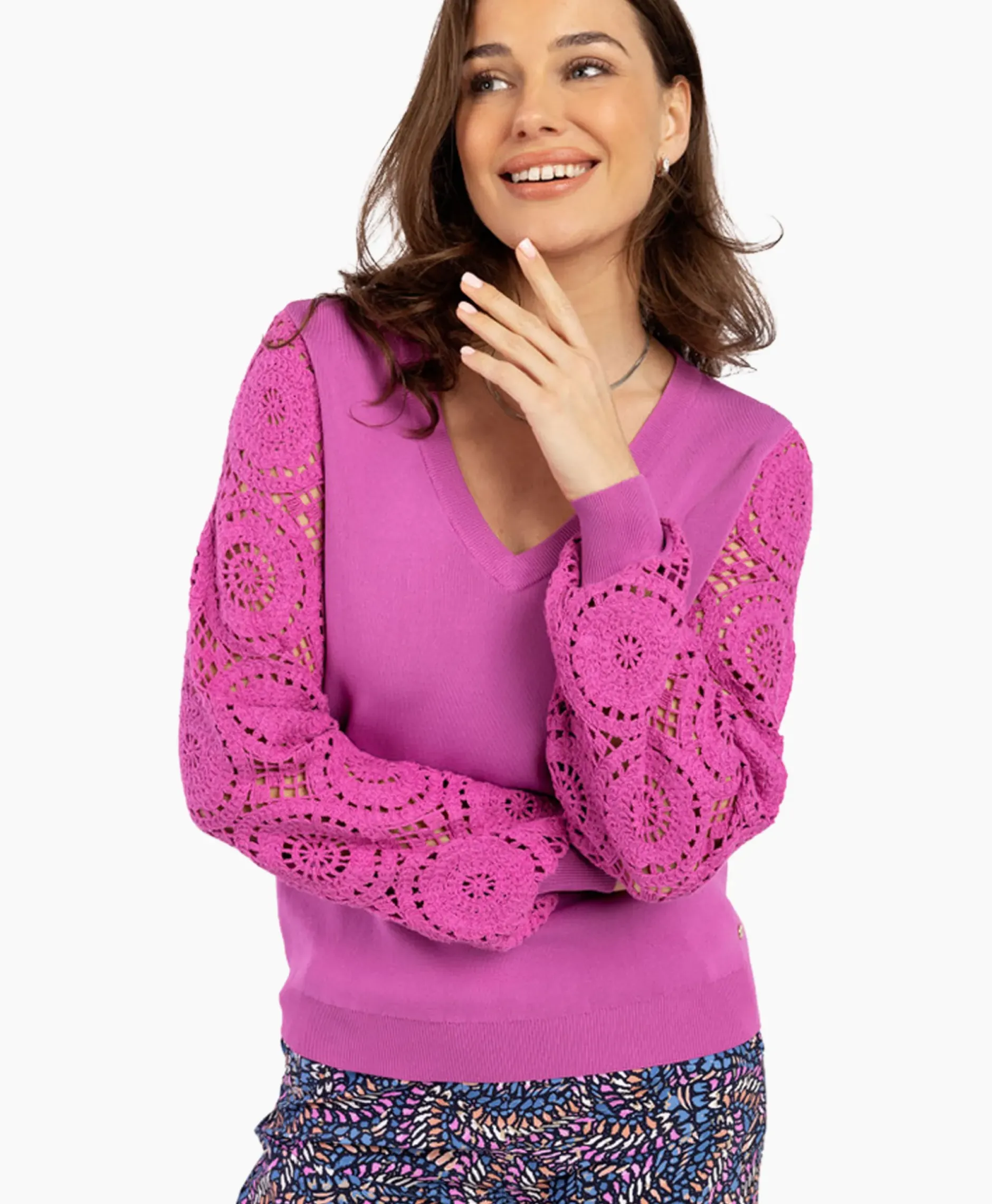 Pullover Dinah Crochet Roze^Studio Anneloes Outlet