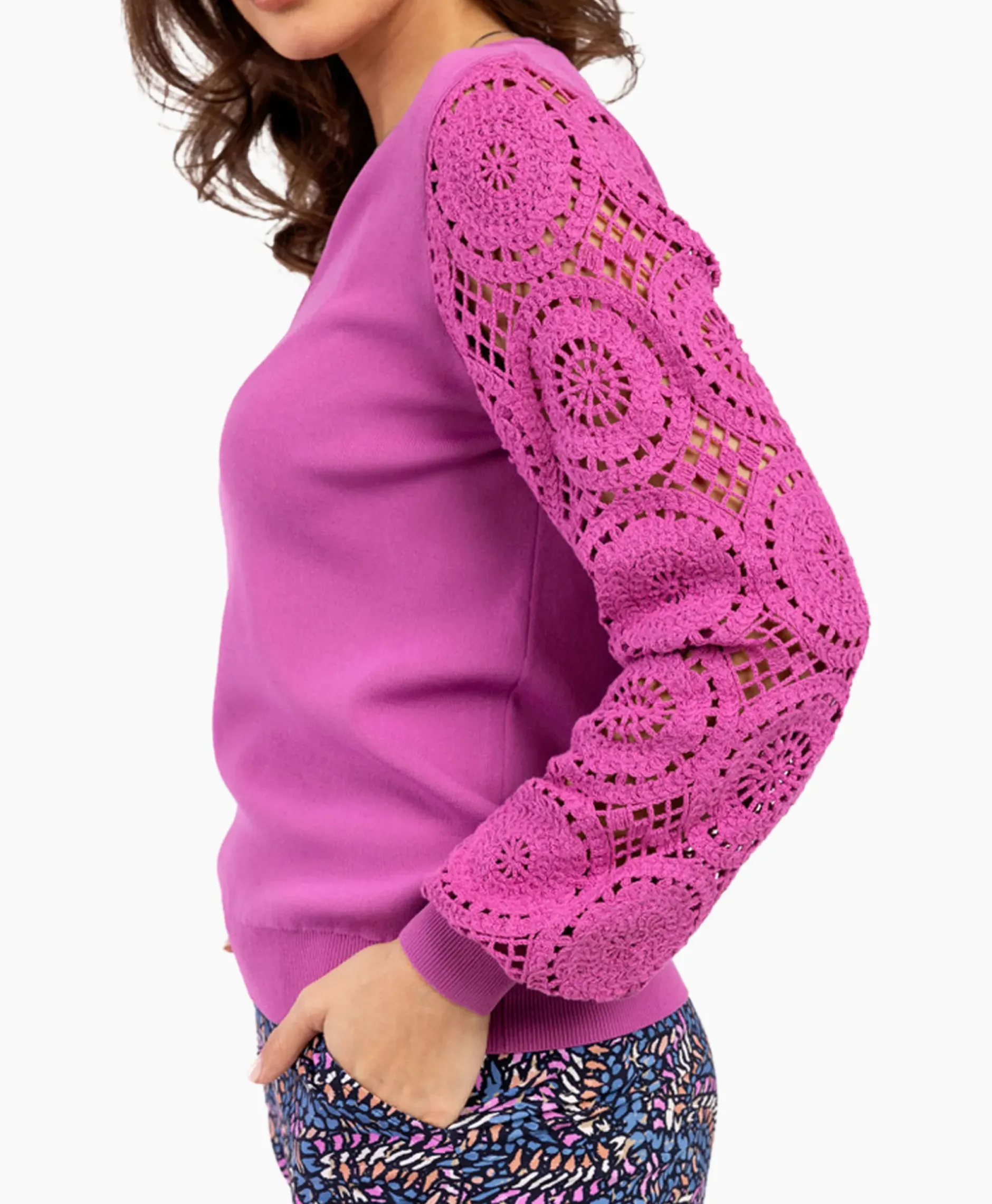 Pullover Dinah Crochet Roze^Studio Anneloes Outlet