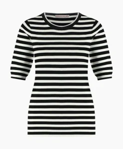 Pullover Luna Stripe Short Slv Zwart Dessin^Studio Anneloes Discount