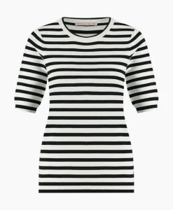 Pullover Luna Stripe Short Slv Ecru^Studio Anneloes