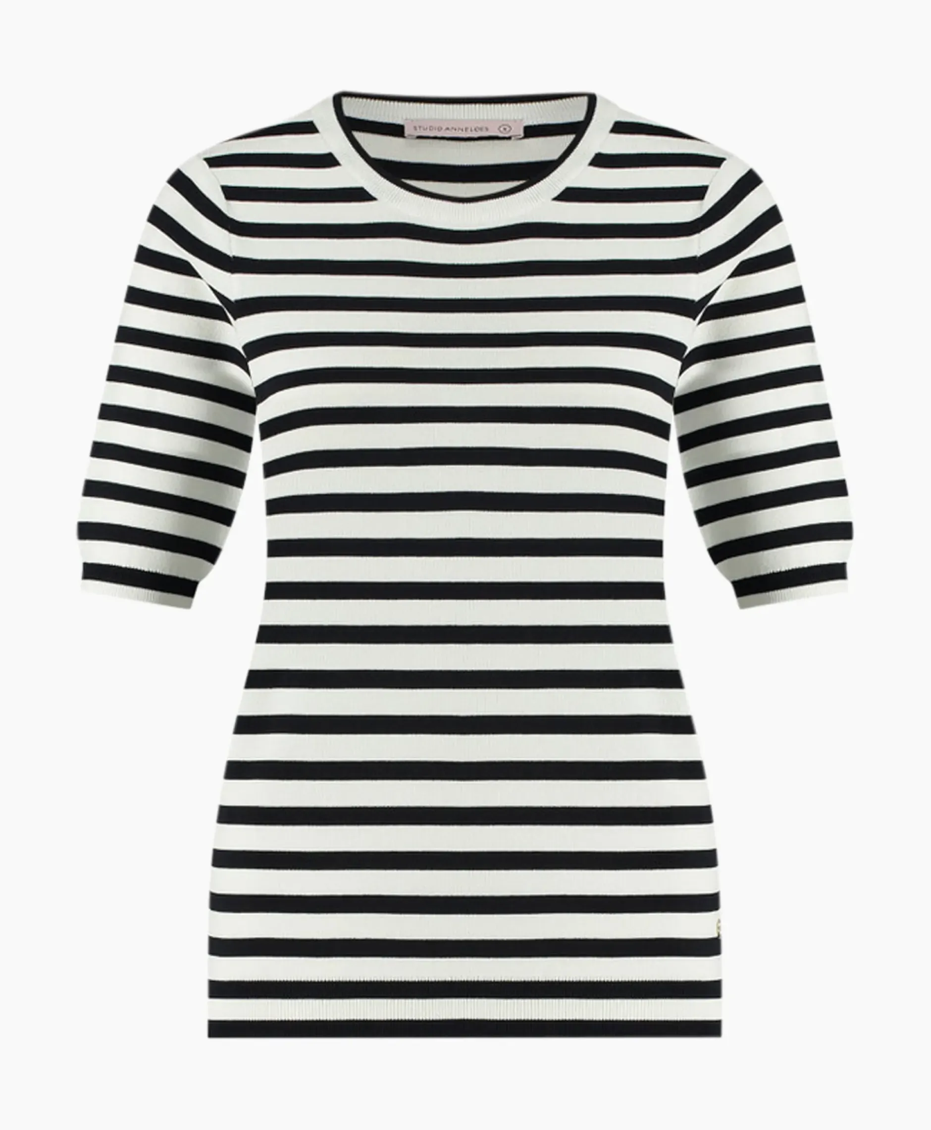 Pullover Luna Stripe Short Slv Ecru^Studio Anneloes