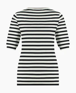Pullover Luna Stripe Short Slv Ecru^Studio Anneloes