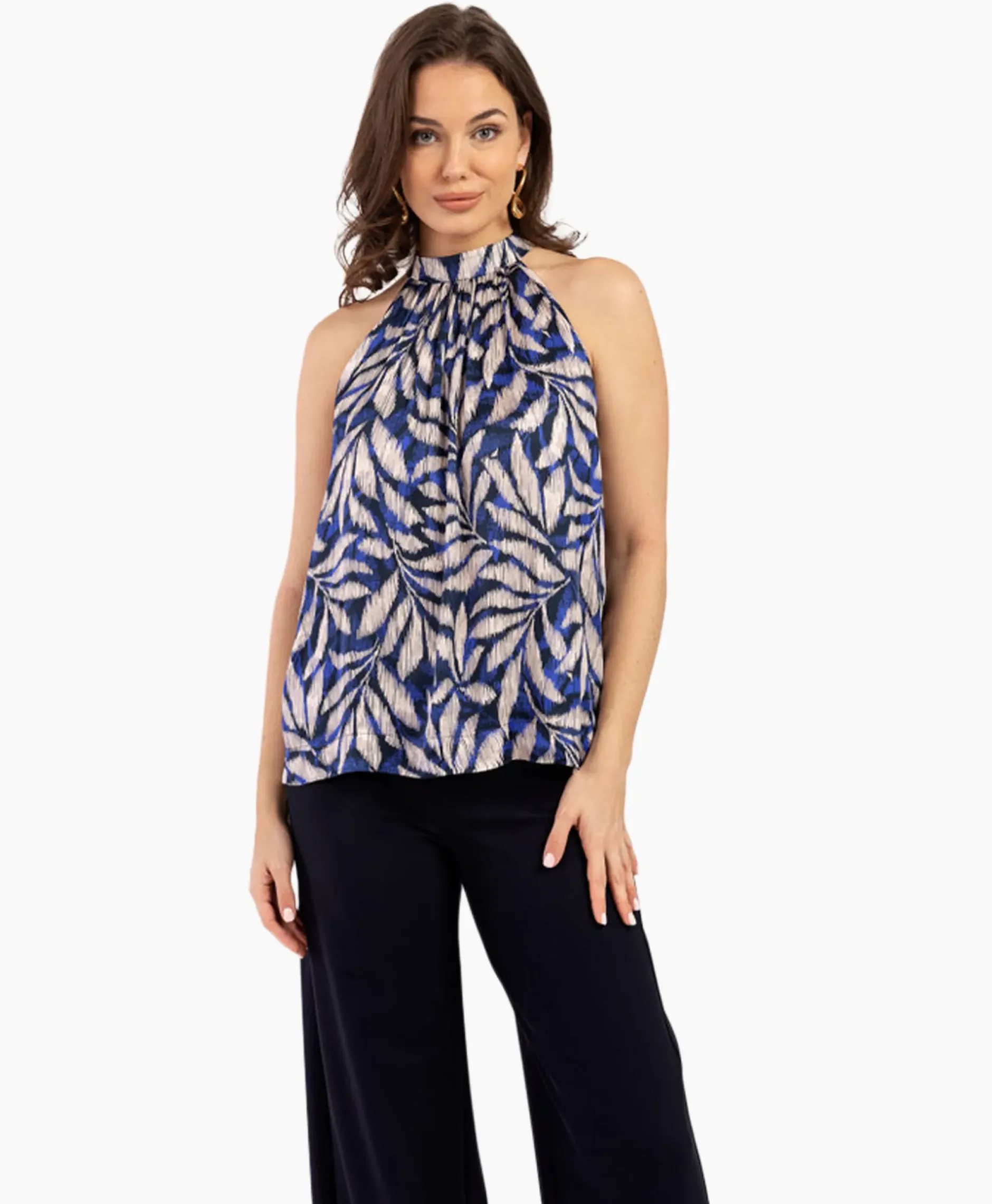 Top Sara Satin Big Flower Blauw^Studio Anneloes Discount