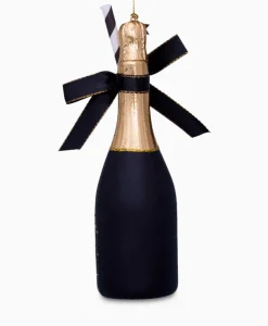 Kerstbal Champagne Fles Zwart^Vondels Discount