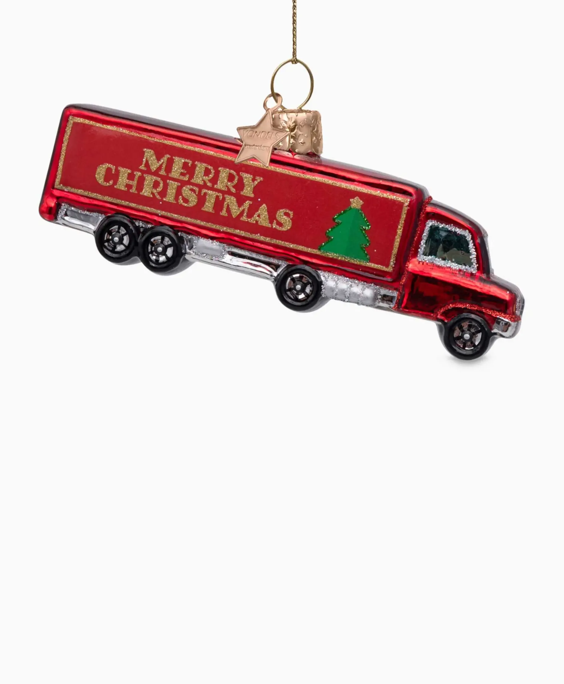 Kerstbal Christmas Truck Rood^Vondels