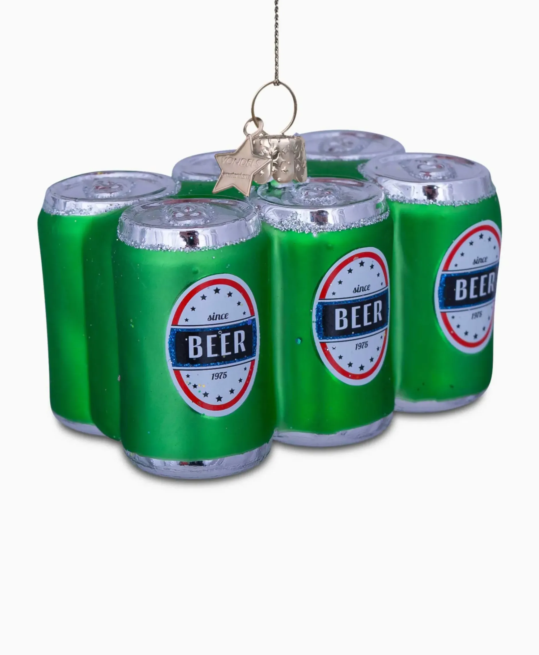 Kerstbal Sixpack Bier Groen^Vondels