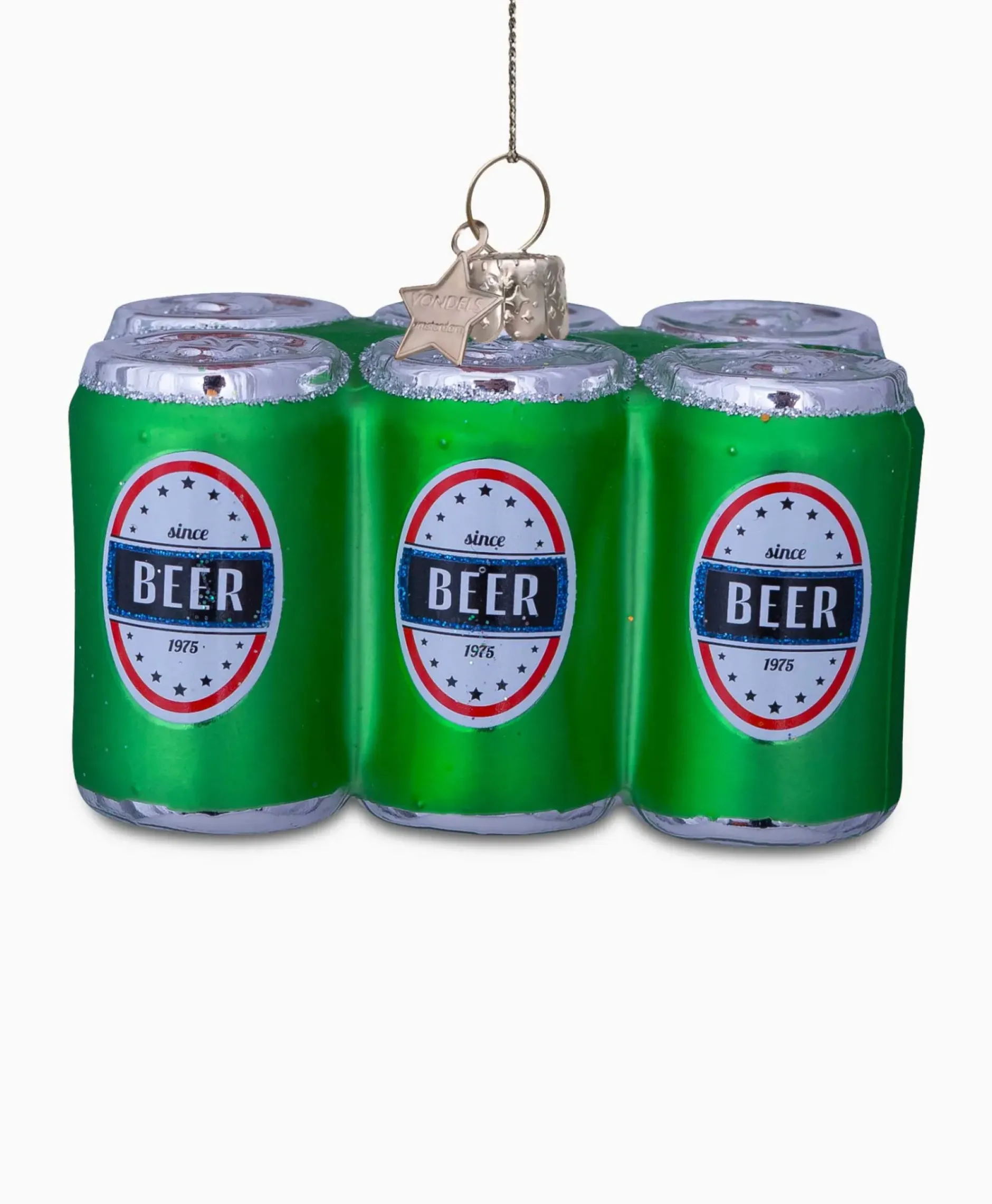 Kerstbal Sixpack Bier Groen^Vondels