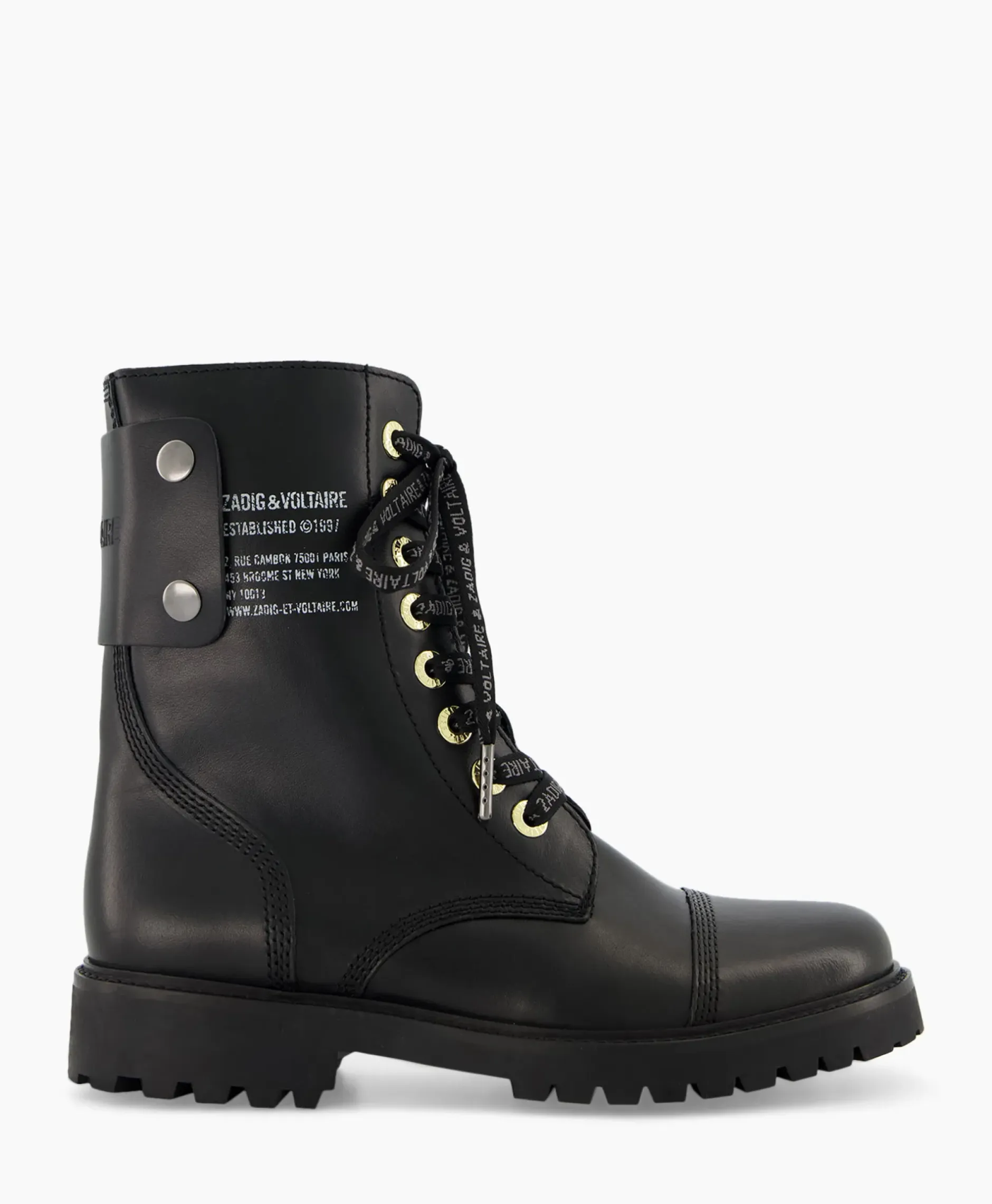 Zadig & Voltaire Enkellaars Joe Smooth Cowskin + Side Prin Zwart^Zadig & Voltaire