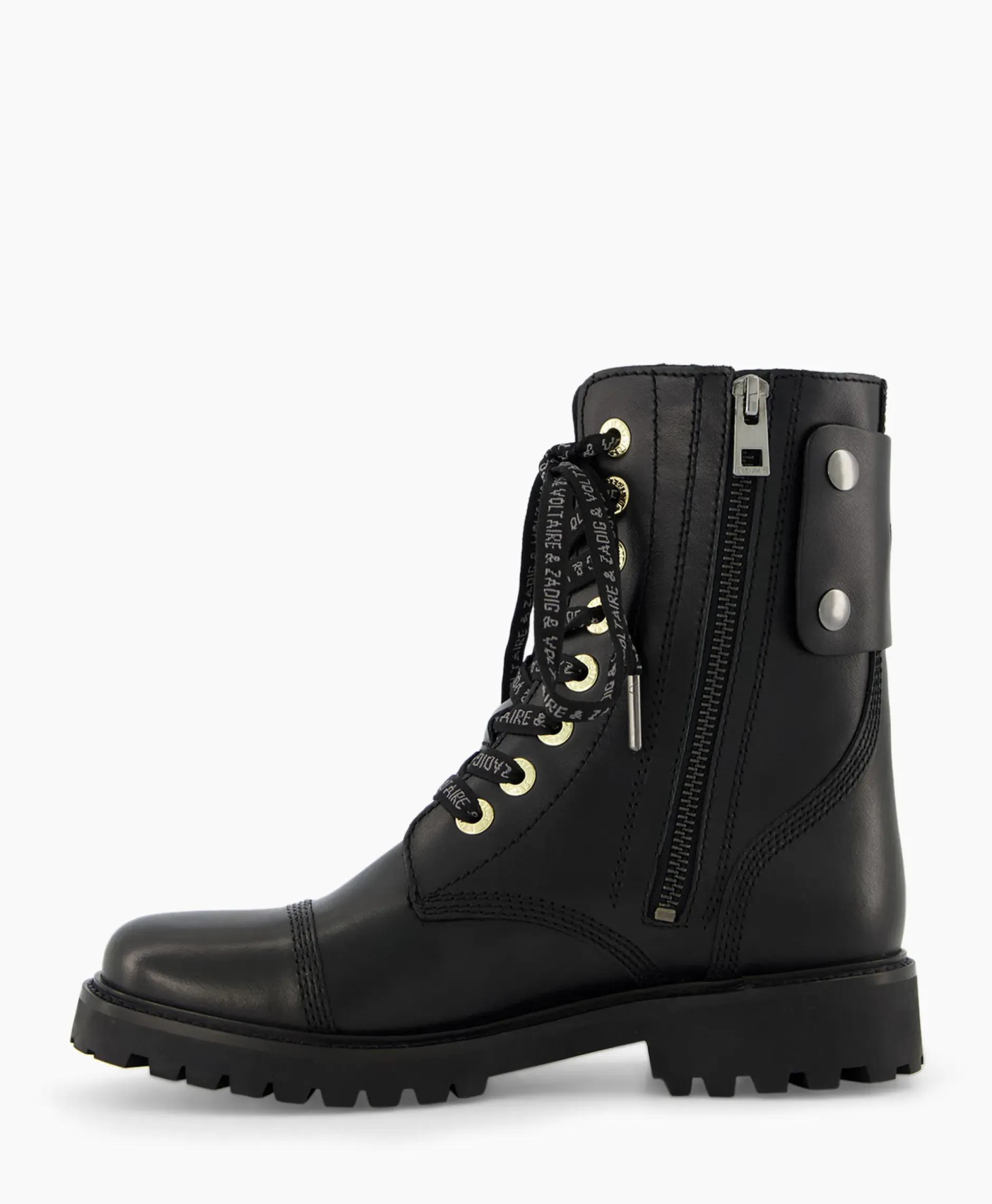Zadig & Voltaire Enkellaars Joe Smooth Cowskin + Side Prin Zwart^Zadig & Voltaire