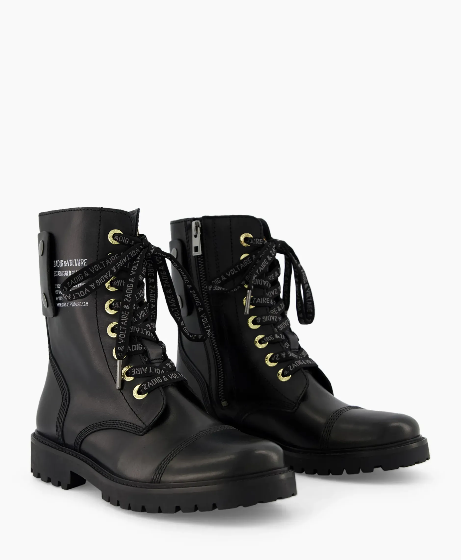 Zadig & Voltaire Enkellaars Joe Smooth Cowskin + Side Prin Zwart^Zadig & Voltaire