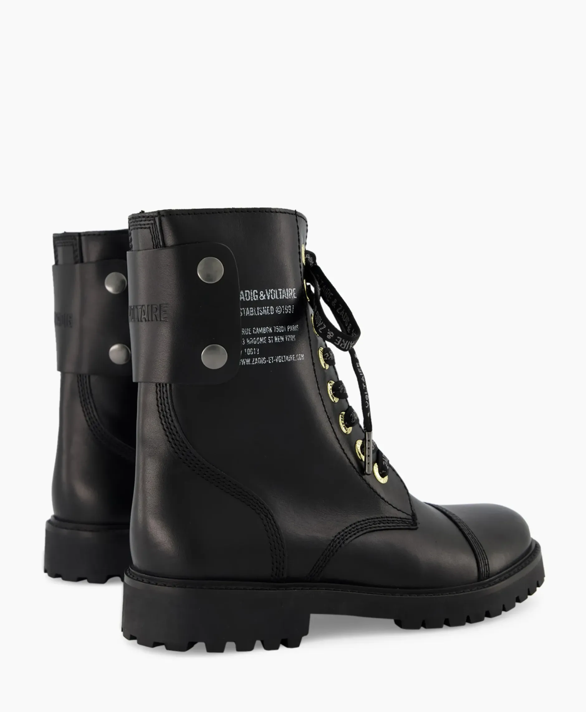 Zadig & Voltaire Enkellaars Joe Smooth Cowskin + Side Prin Zwart^Zadig & Voltaire
