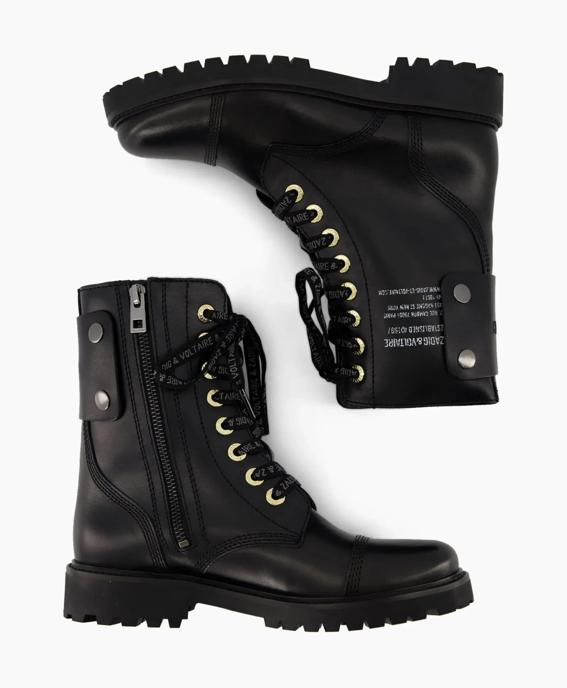 Zadig & Voltaire Enkellaars Joe Smooth Cowskin + Side Prin Zwart^Zadig & Voltaire