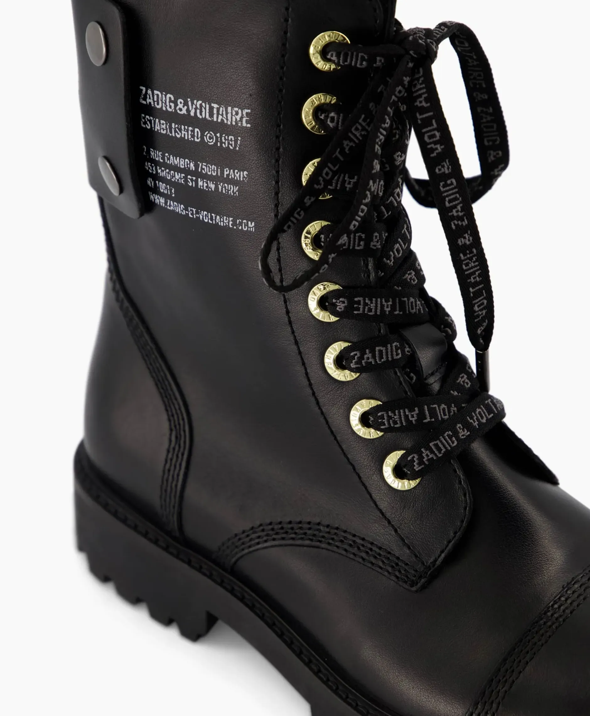 Zadig & Voltaire Enkellaars Joe Smooth Cowskin + Side Prin Zwart^Zadig & Voltaire