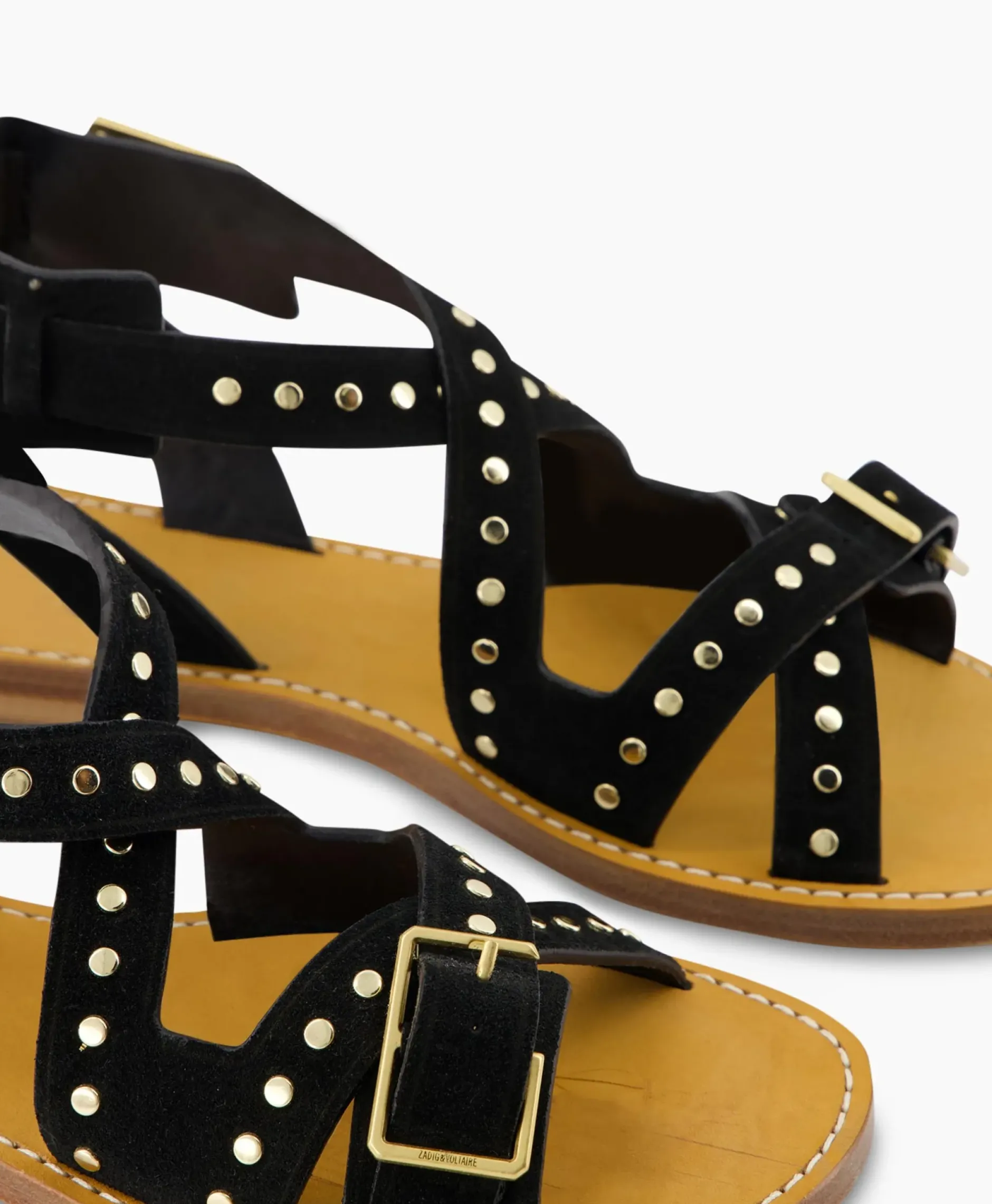 Zadig & Voltaire Sandaal Zonder Hak Cecilia Caprese Suede + Studs Zwart^Zadig & Voltaire Hot