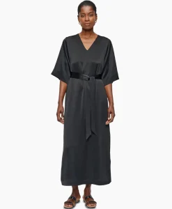 Maxi Jurk Satin T-Shirt Zwart^Zenggi Outlet