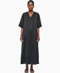 Maxi Jurk Satin T-Shirt Zwart^Zenggi Outlet