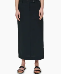 Midi Rok Tropical Wool Straight Zwart^Zenggi Hot