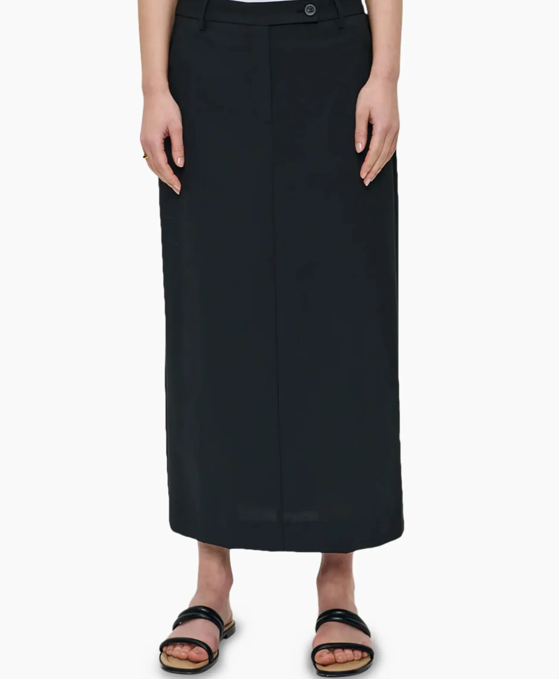 Midi Rok Tropical Wool Straight Zwart^Zenggi Hot