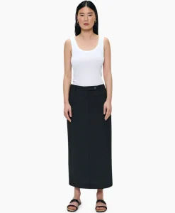 Midi Rok Tropical Wool Straight Zwart^Zenggi Hot