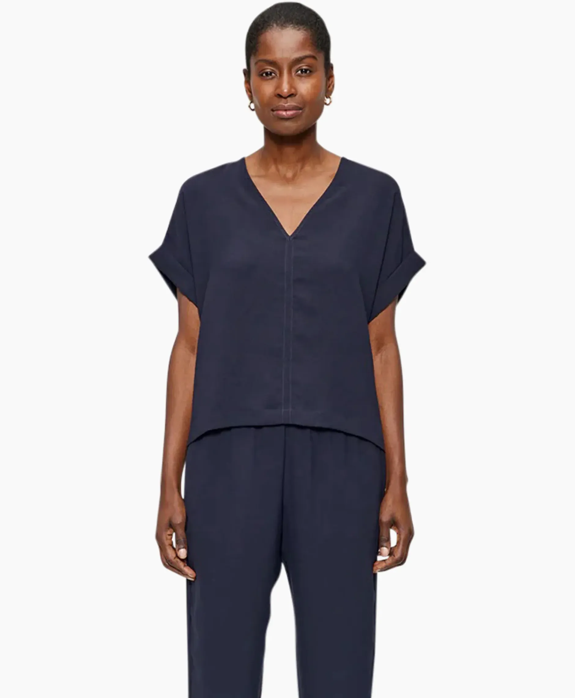 Top Fluid V-Neck Donker Blauw^Zenggi Sale